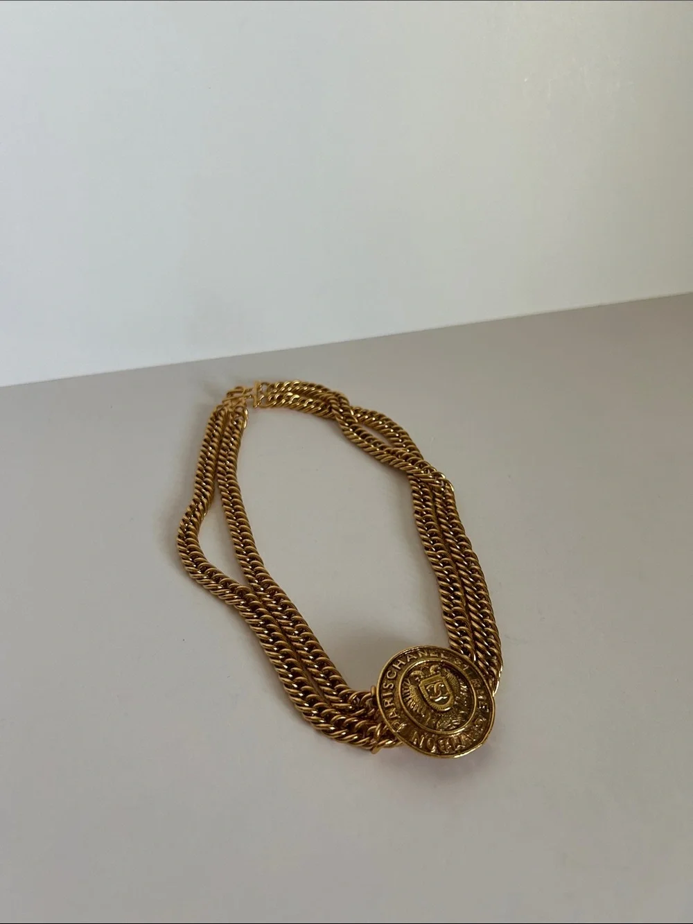 CHANEL Gold Layered Coin Choker Necklace